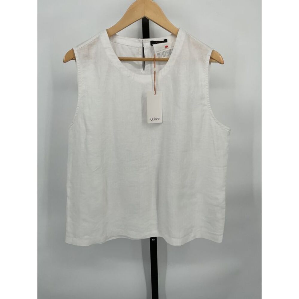 NWT Quince Womens 100% European Linen Tank White Sleeveless Top L